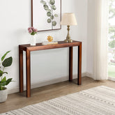 HAOYYE Pinewood Entryway Table with Walnut Finish, Narrow Console Table for Living Room and Hallway, Stylish Sofa Table for Home Decor and Organization, Durable and Space-Saving Design